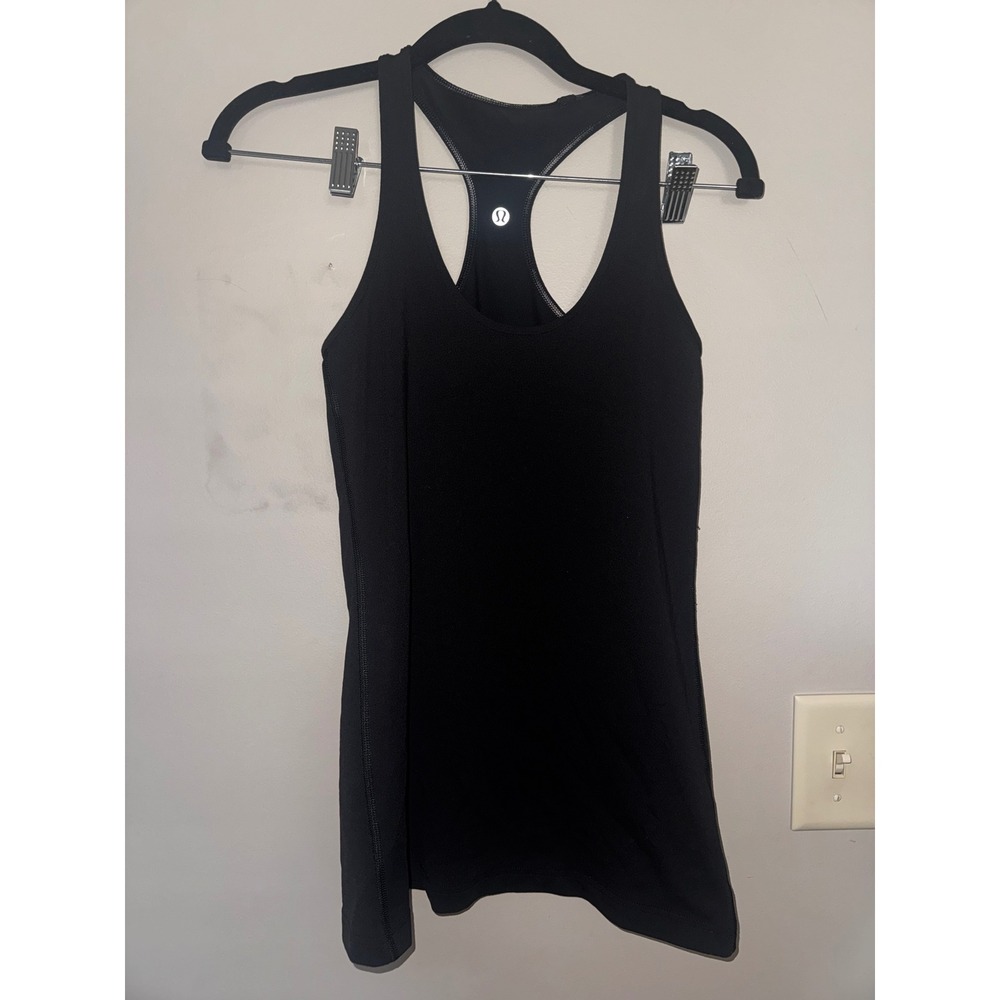 Lululemon Cool Racerback Tank Top Black Luon Yoga Athletic Slim Fit Size 4